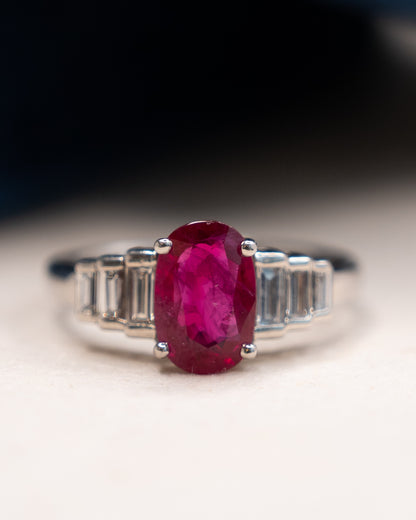 2.03 GIA Burma Ruby Engagement Ring Platinum
