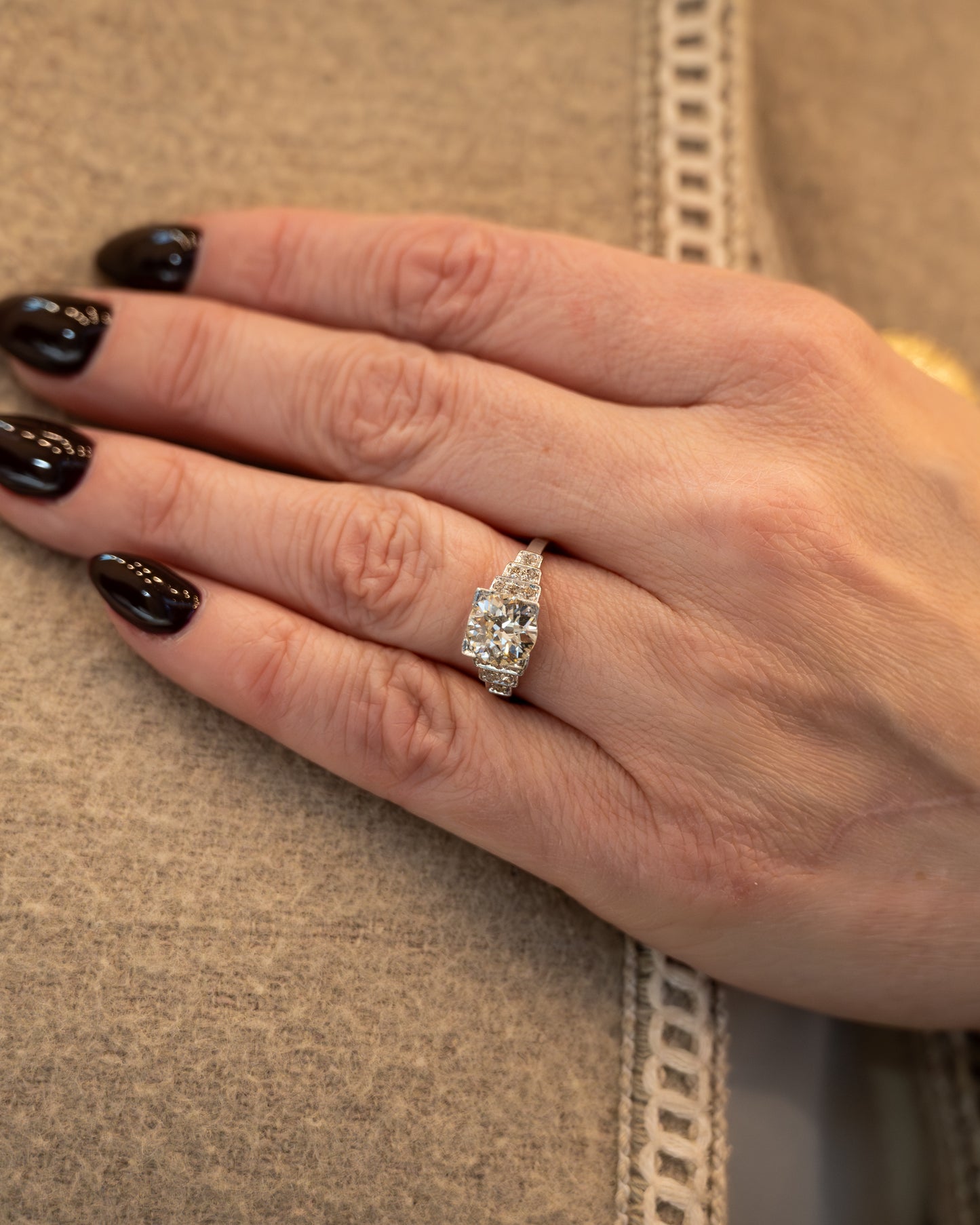 1.53 Vintage GIA Euro Diamond Engagement Ring Platinum