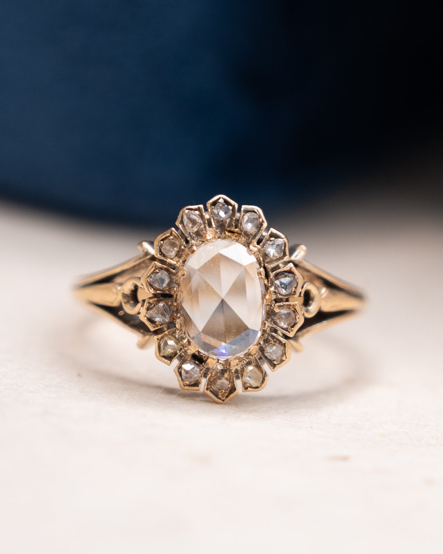 .44 Vintage Victorian Rose Cut Diamond Engagement Ring 14k