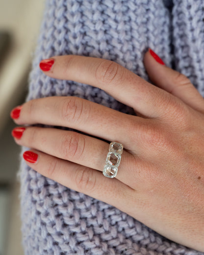 1.95 Antique Three Stone Rose Cut Diamond Engagement Ring 18k