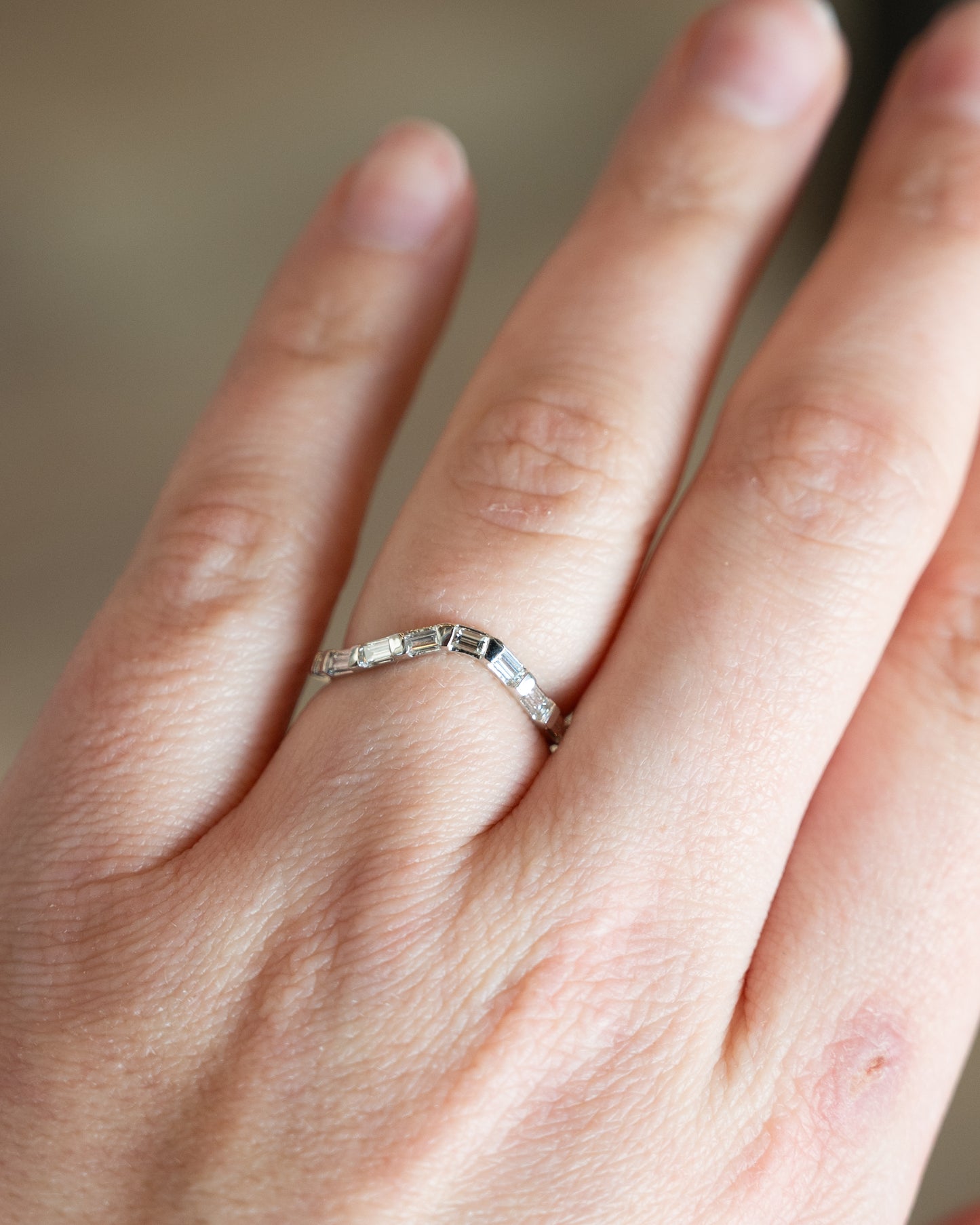 .63 Baguette Diamond Contour Wedding Band 14k