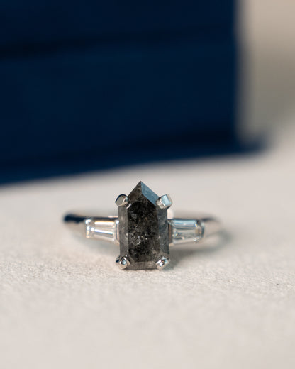 2.08 Vintage Shield Cut Diamond Engagement Ring Platinum