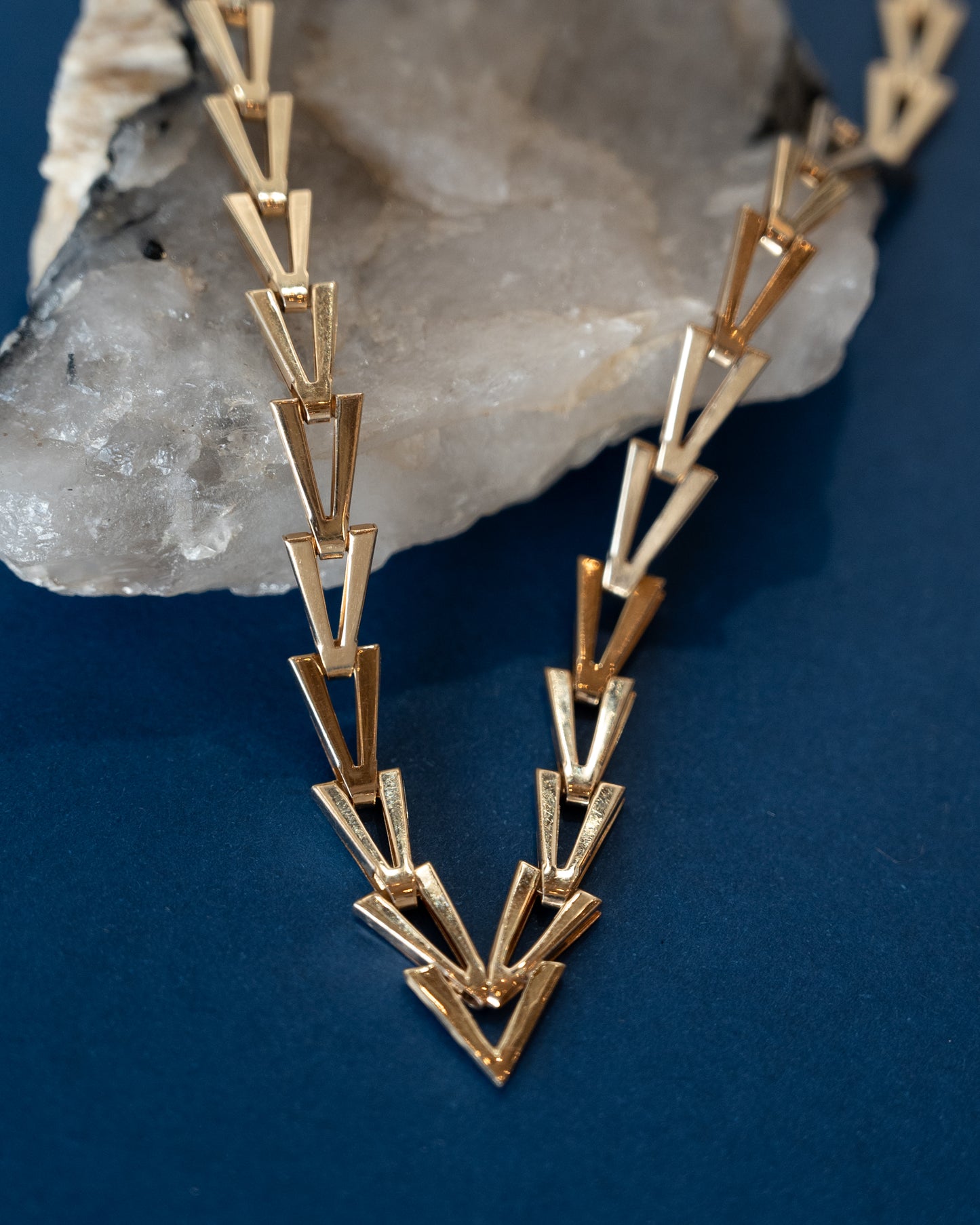 Geometric Triangle Link Collar Necklace 14k Yellow Gold