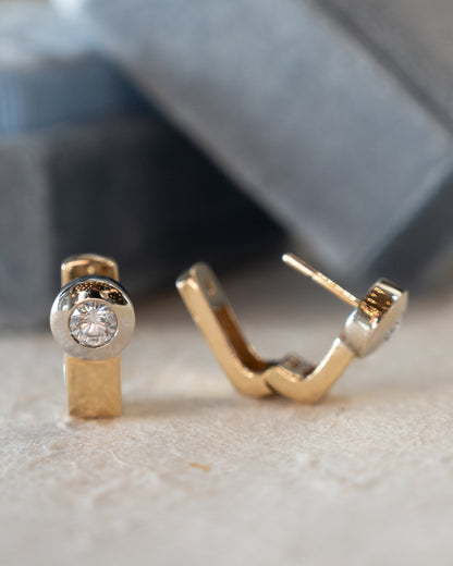 1 Carat Diamond Huggie Hoop Earrings 14k White Gold