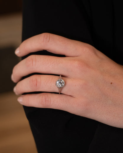 1.46 Vintage Old Euro Diamond Engagement Ring 18k