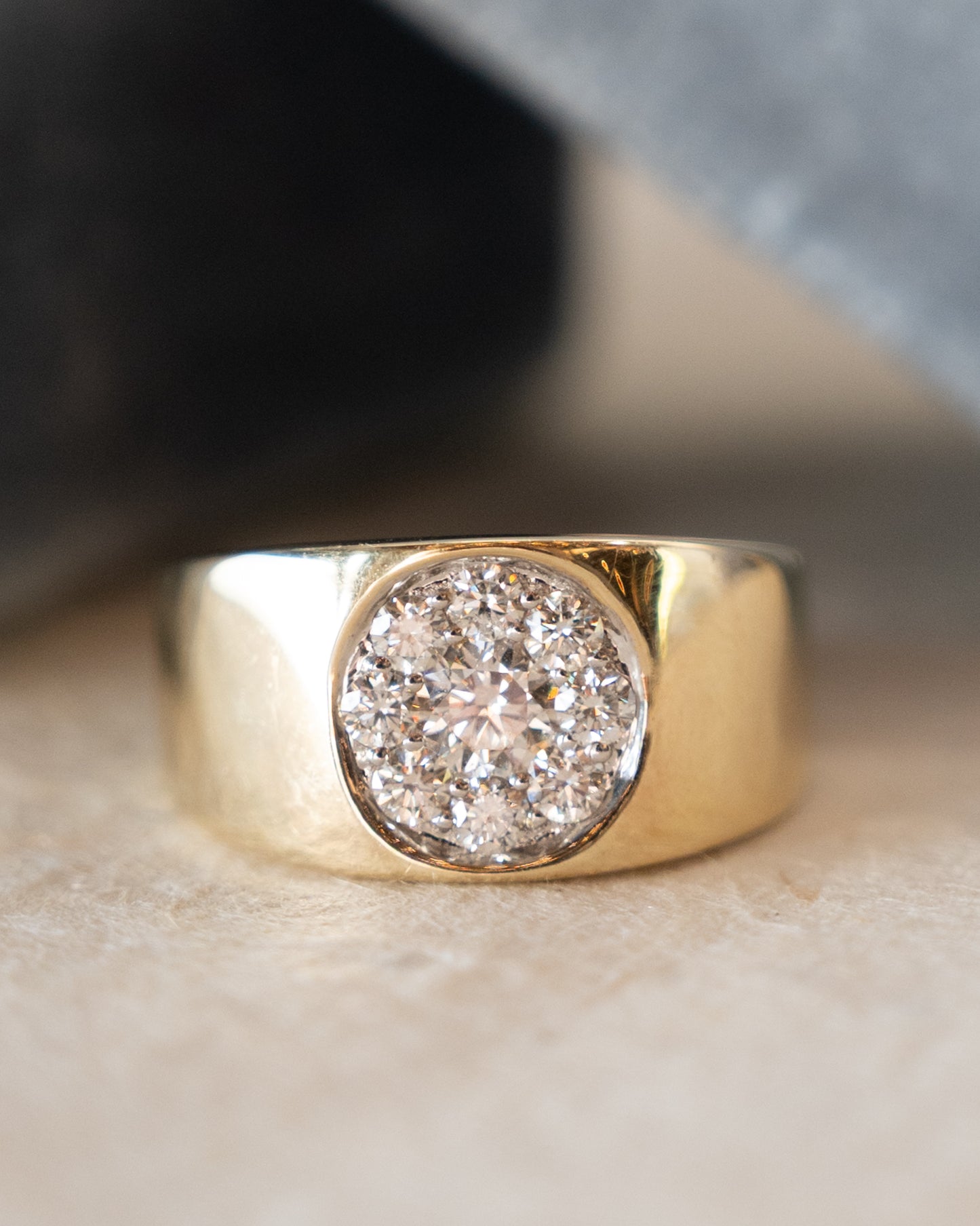 .85 Round Brilliant Diamond Cocktail Ring 14k Yellow Gold