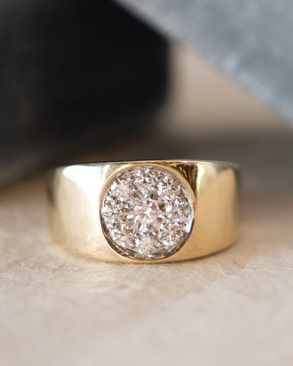 .85 Round Brilliant Diamond Cocktail Ring 14k Yellow Gold