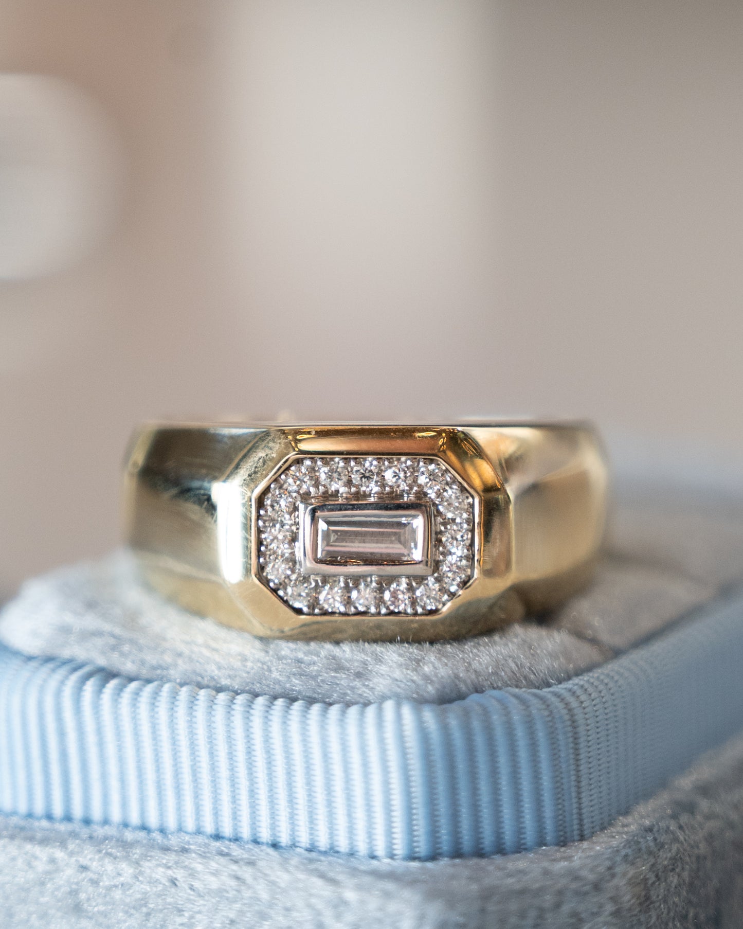 .25 Mens Diamond Cocktail Ring 14k Yellow Gold/Platinum