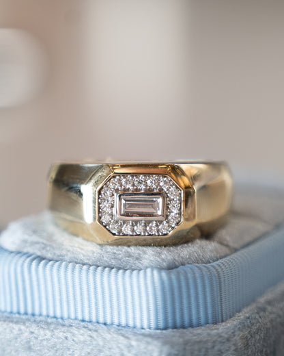 .25 Mens Diamond Cocktail Ring 14k Yellow Gold/Platinum