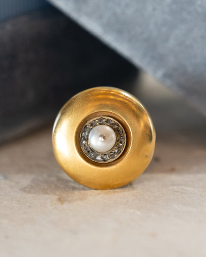 Vintage Victorian Pearl & Diamond Cocktail Ring 14k