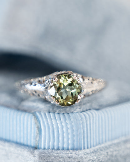 1 Carat Art Deco Tourmaline Engagement Ring 14k