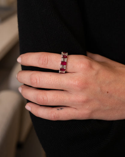 5.41 Diamond & Ruby Eternity Band 18k White Gold