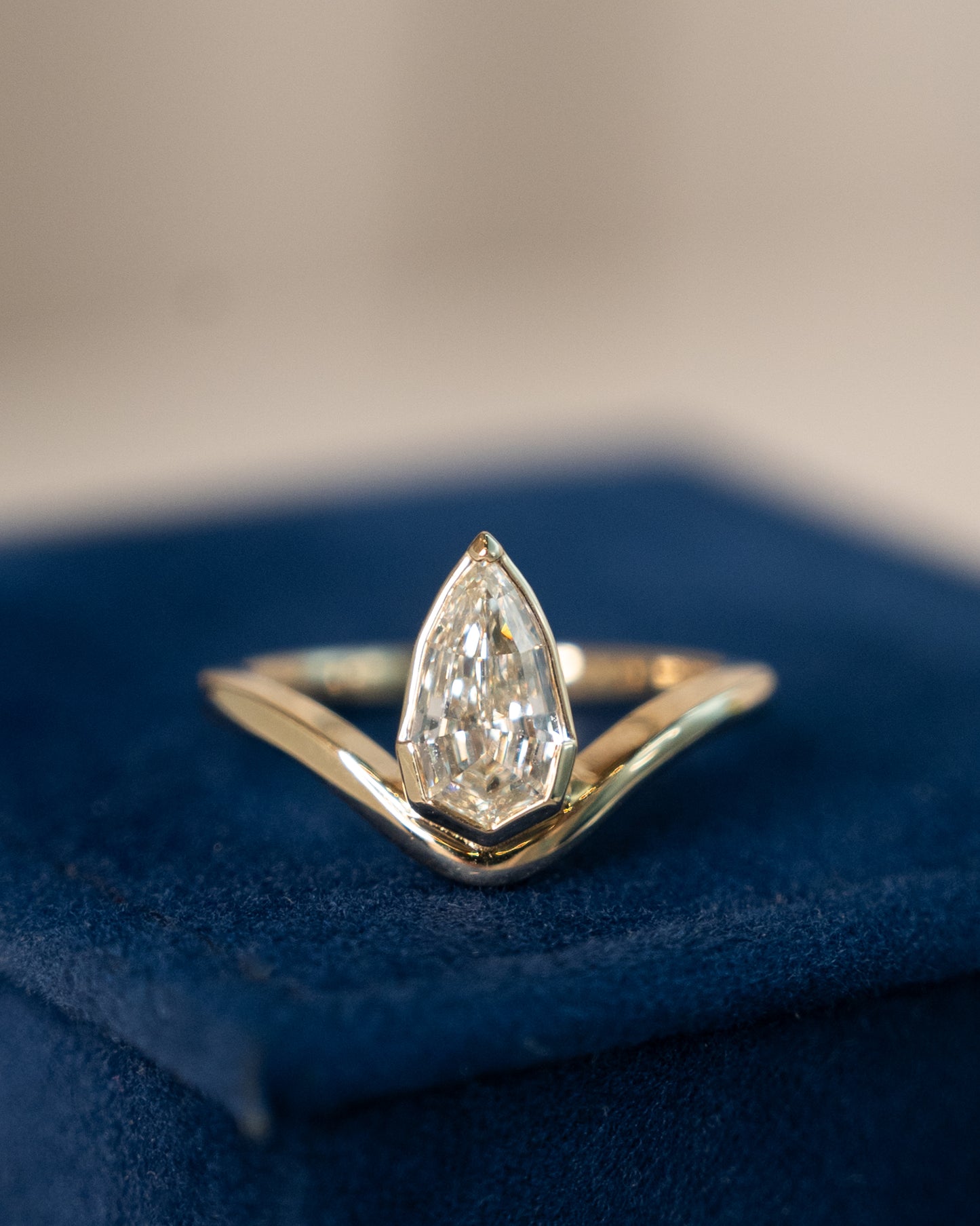 1.05 GIA Pear Step Diamond Engagement Ring 14k