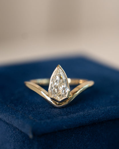 1.05 GIA Pear Step Diamond Engagement Ring 14k