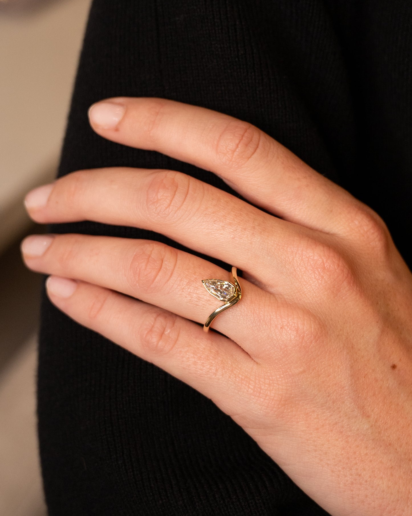 1.05 GIA Pear Step Diamond Engagement Ring 14k