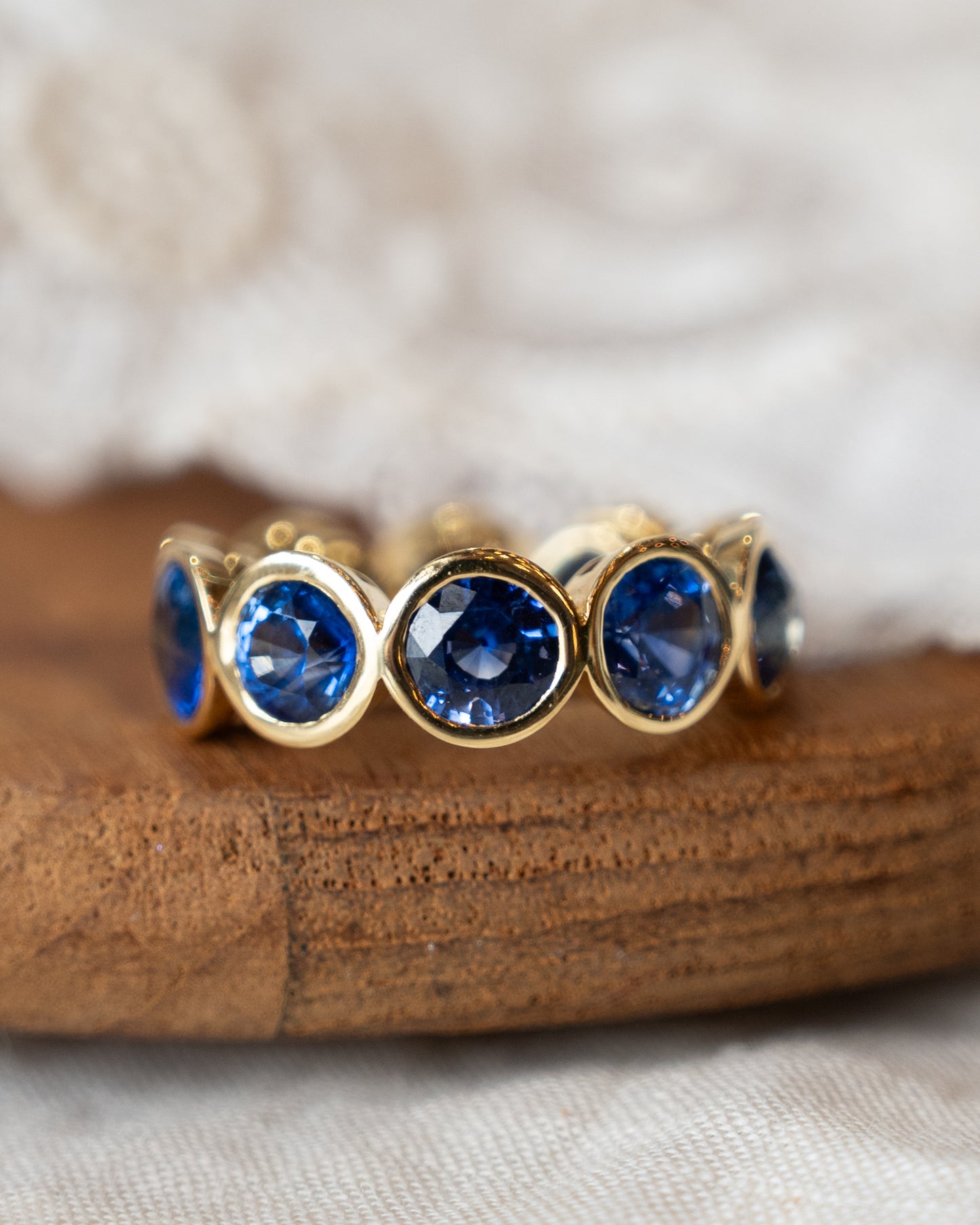 11.79 Blue Sapphire Eternity Band 18k Yellow Gold