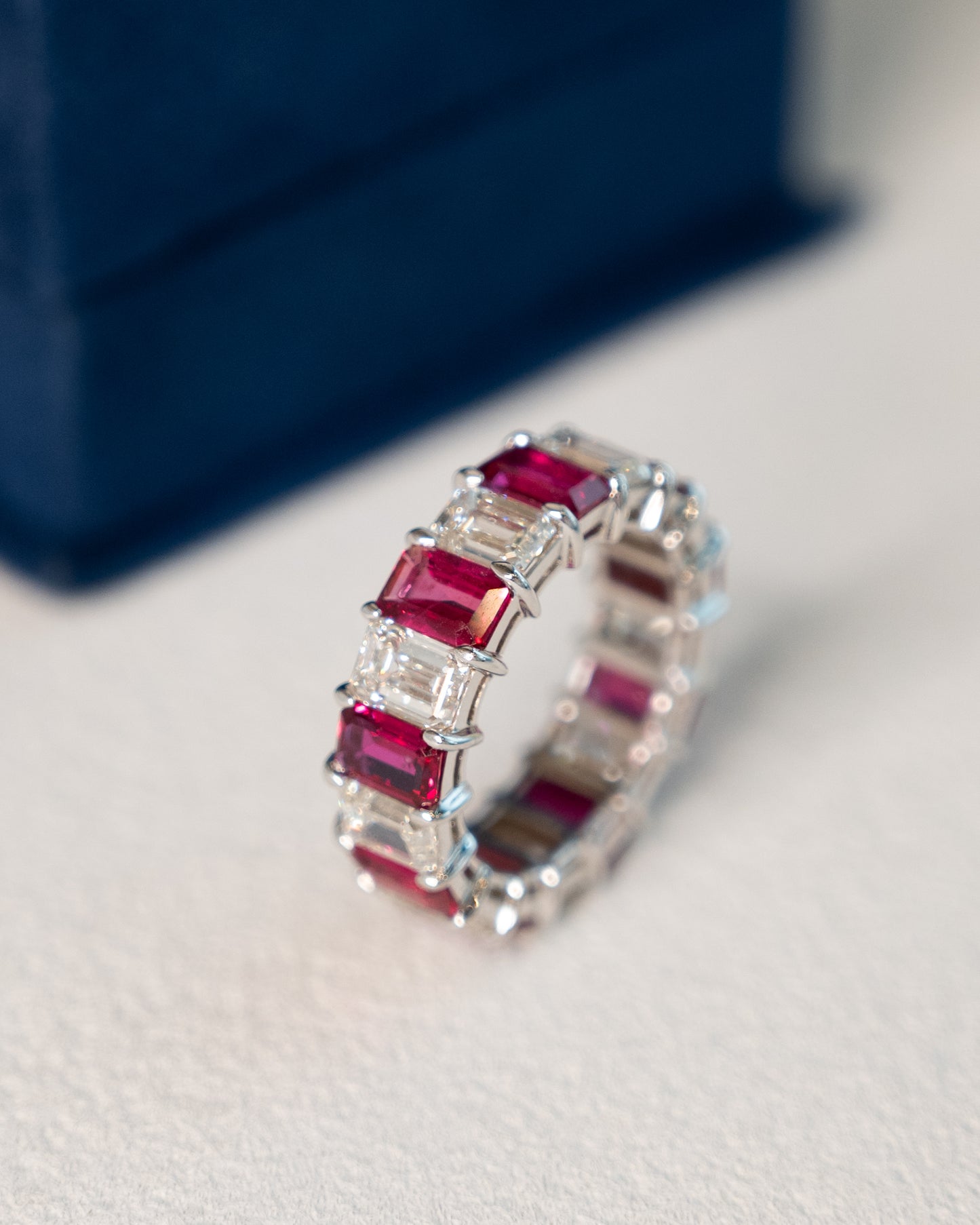 5.41 Diamond & Ruby Eternity Band 18k White Gold