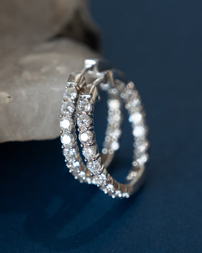 2.50 Diamond Inside-Out Hoop Earrings 14k