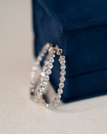 3.75 Inside-Out Diamond Hoop Earrings 14k White Gold
