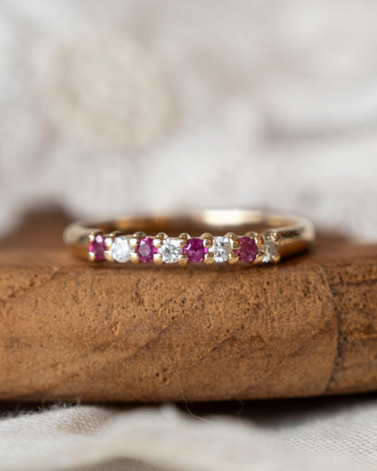 Ruby & Diamond Stacking Band 14k Yellow Gold