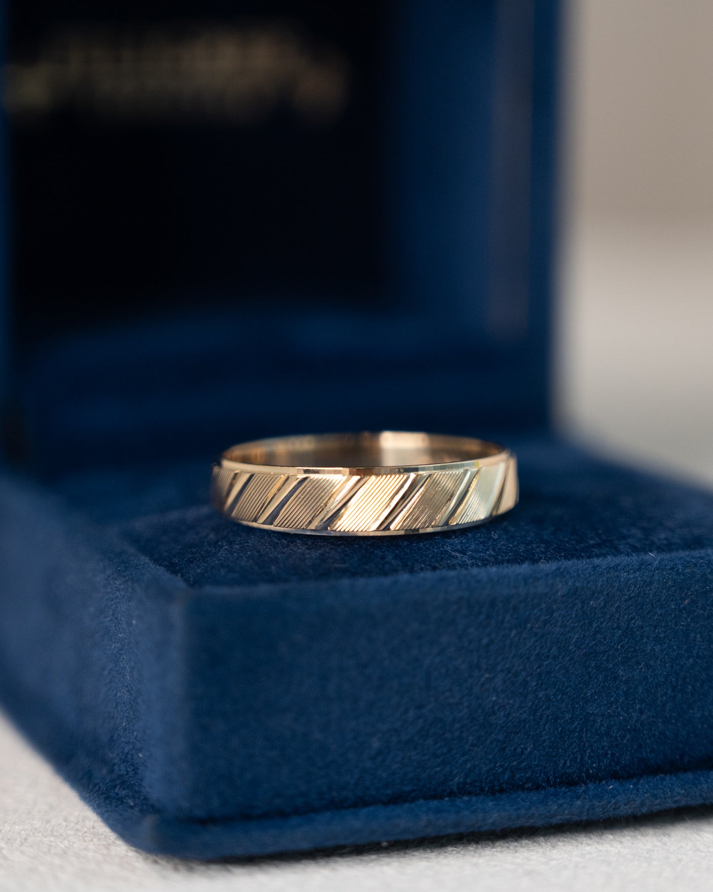 Mens 5mm Textured Wedding Band 14k Yellow Gold