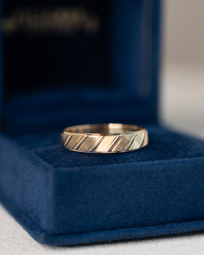 Mens 5mm Textured Wedding Band 14k Yellow Gold