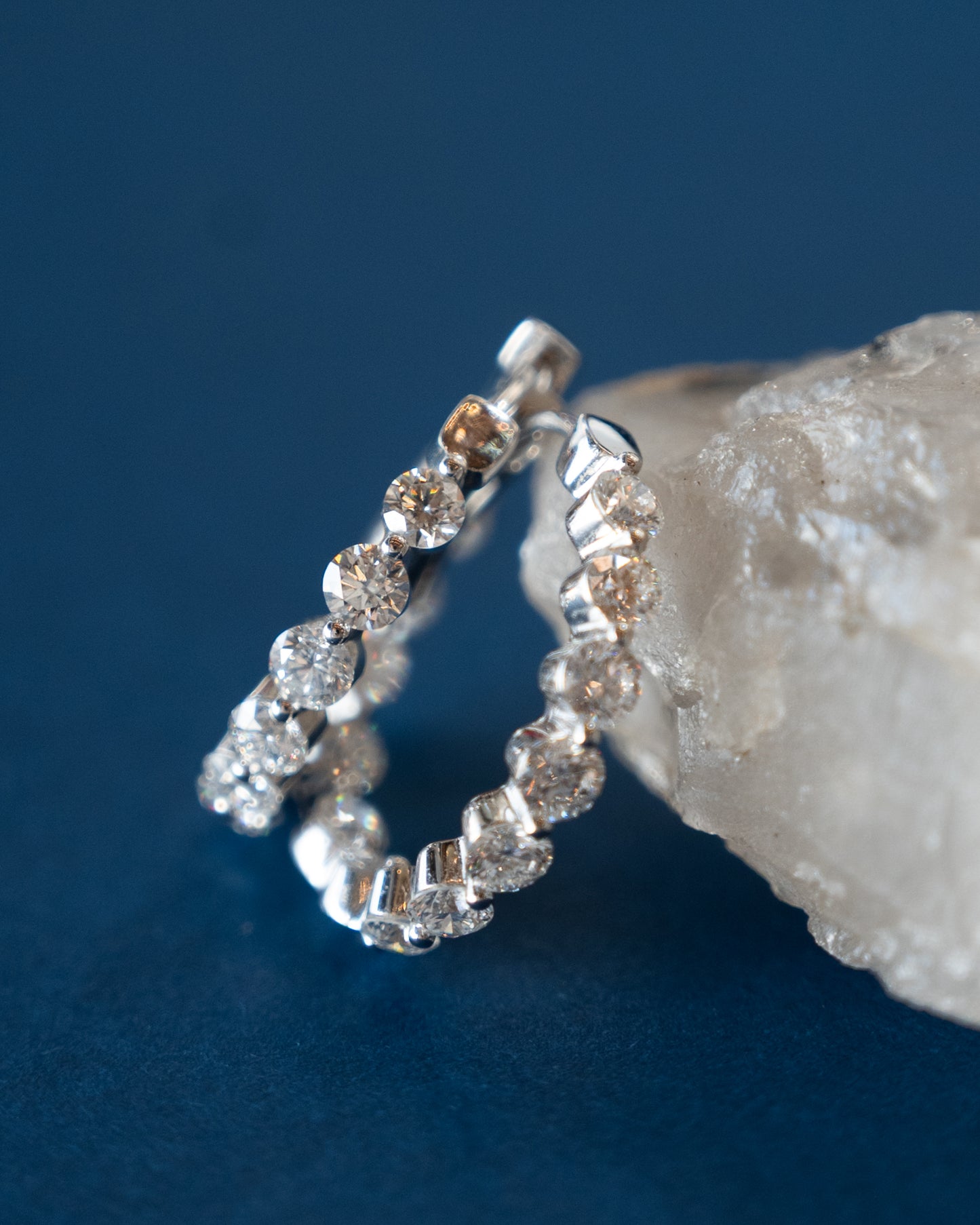 3.17 Diamond Inside-Out Hoop Earrings 18k White Gold