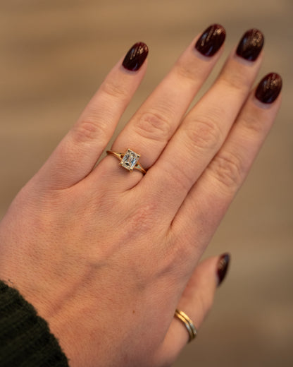 1.51 GIA Emerald Crisscut Diamond Engagement Ring 14k