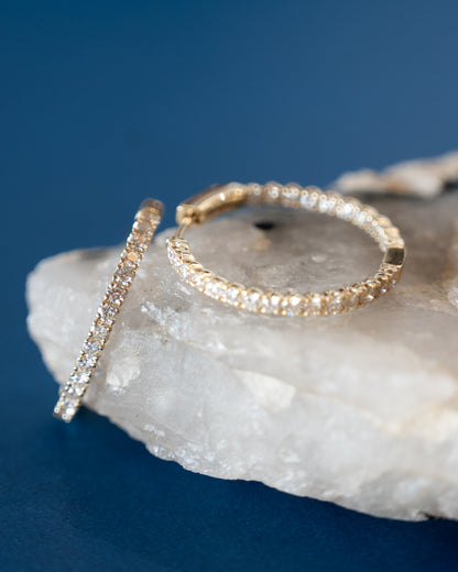 1.93 Diamond Inside-Out Hoop Earrings 14k Yellow Gold