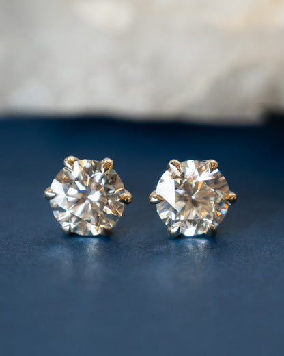 3.40 GIA Transitional Cut Diamond Stud Earrings 14k