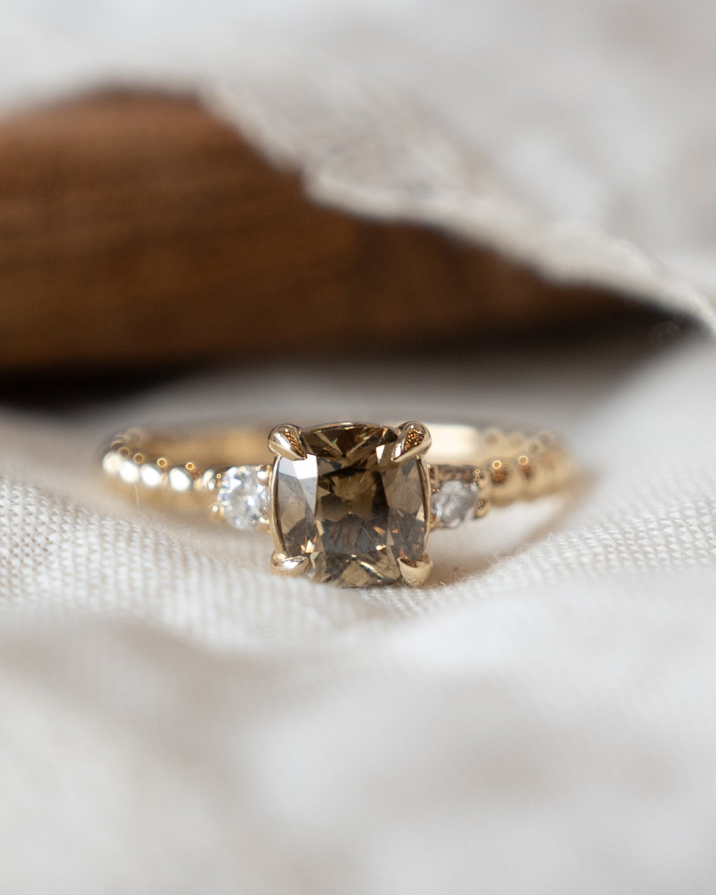 1.30 Brown Diamond Three Stone Engagement Ring 14k