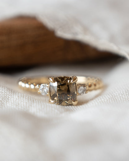 1.30 Brown Diamond Three Stone Engagement Ring 14k
