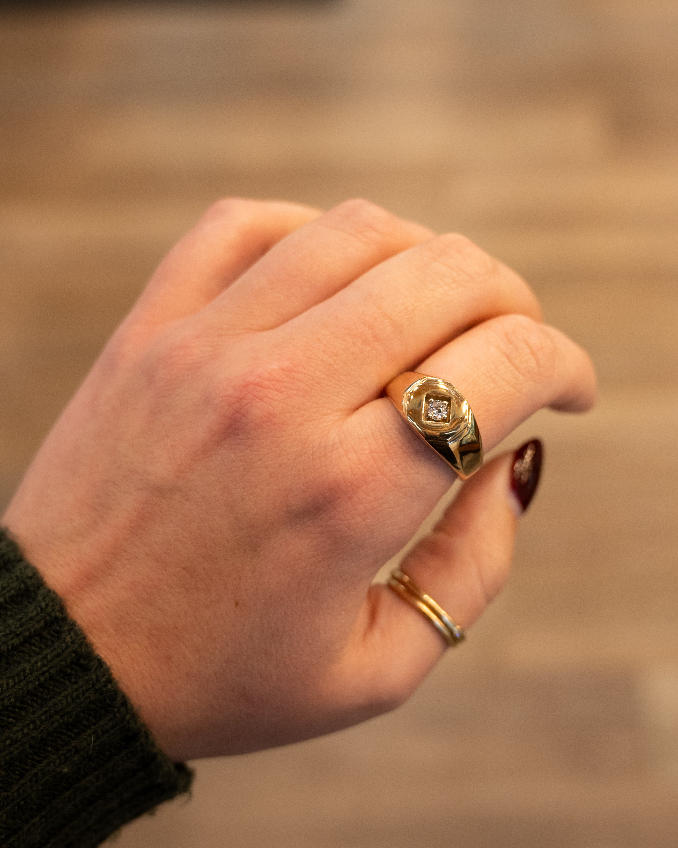 20 Vintage Mens Diamond Signet Ring 14k Yellow Gold – Filigree