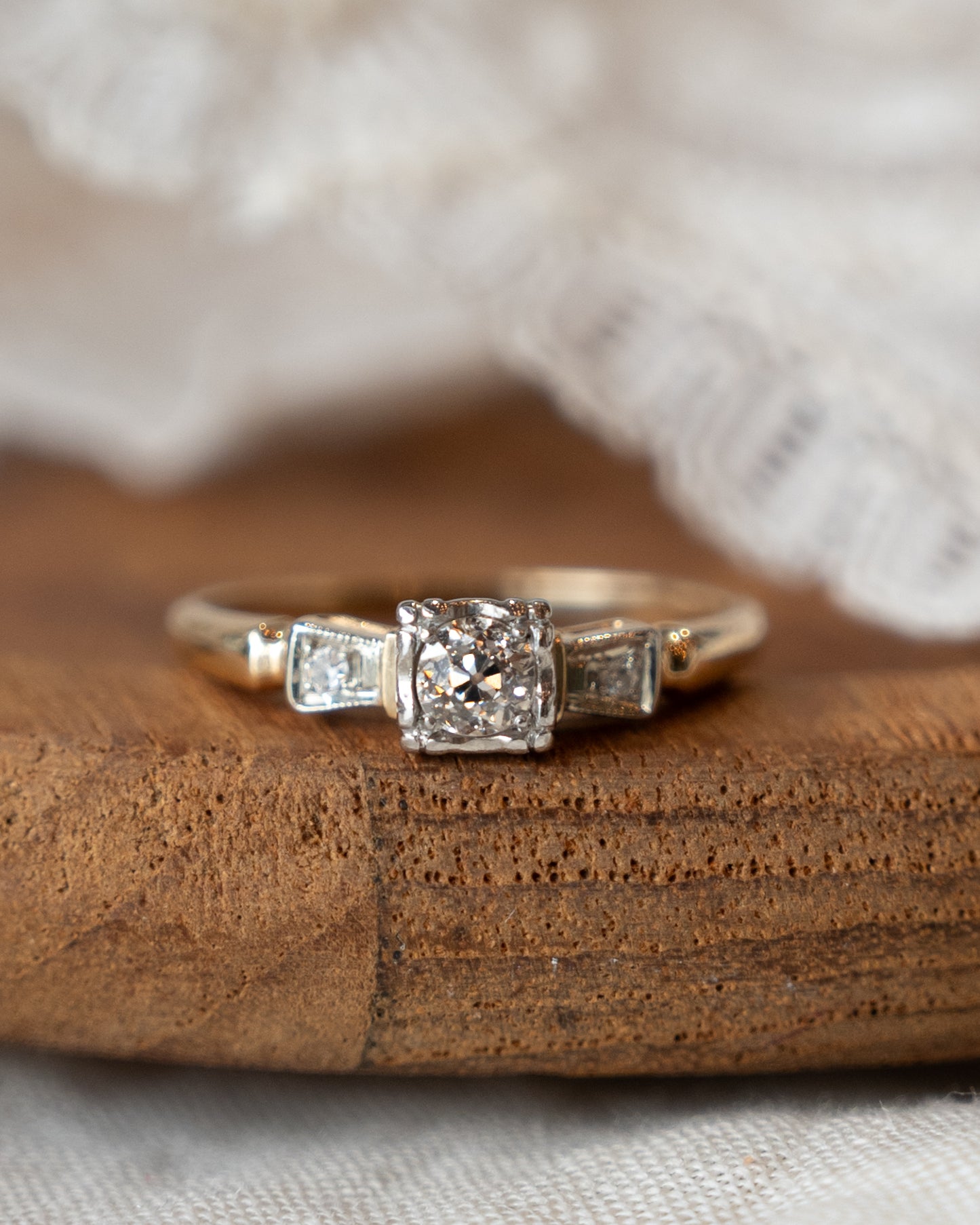 .26 Vintage Retro Diamond Engagement Ring 14k