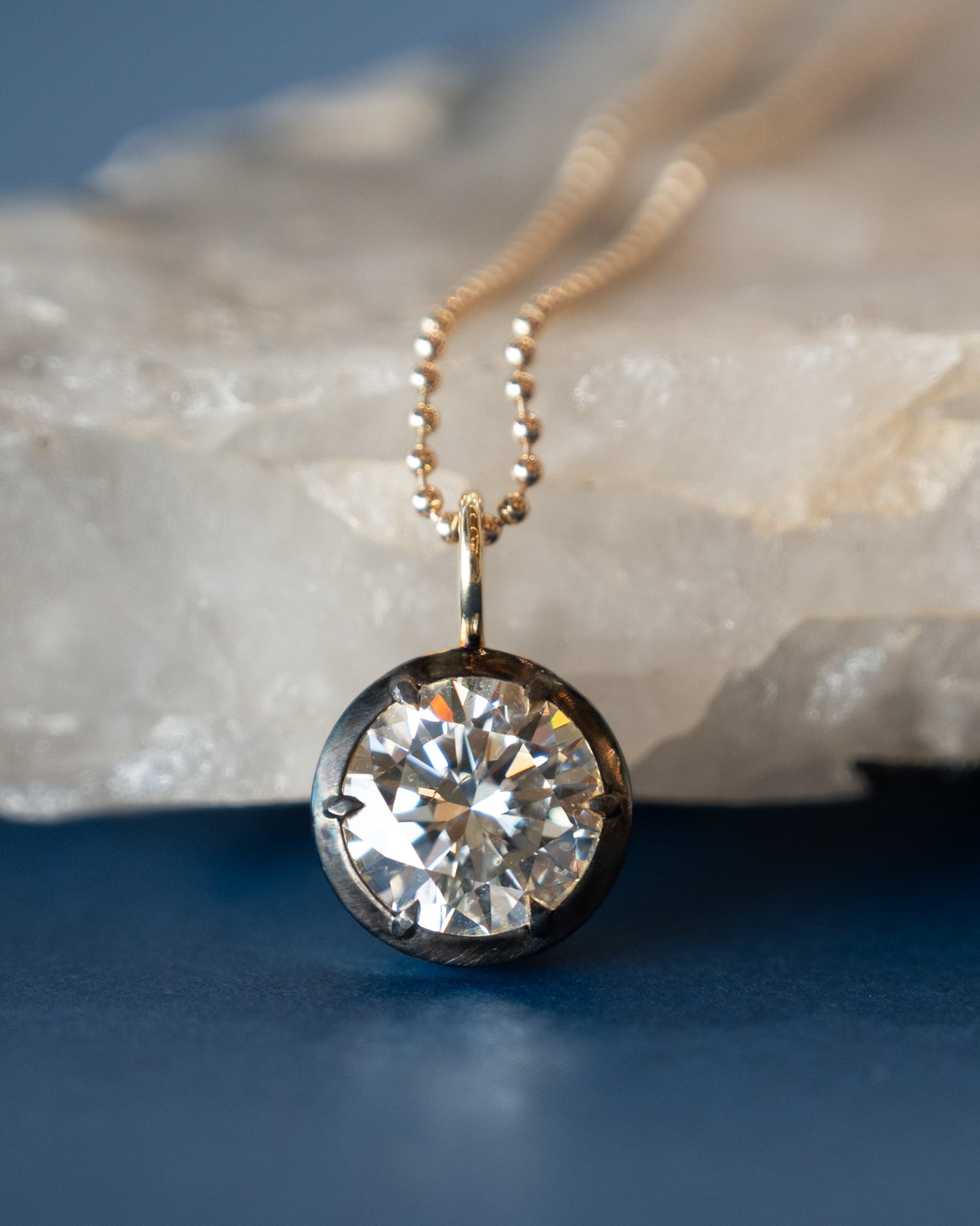 3.01 GIA Round Brilliant Diamond Pendant Necklace 18k