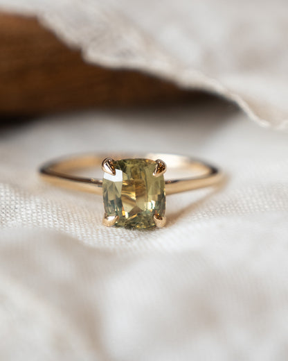 2.07 Green Sapphire Solitaire Engagement Ring 14k