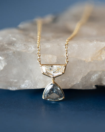 1.02 GIA Trillion Cut Fancy Dark Grey Diamond Pendant 18k