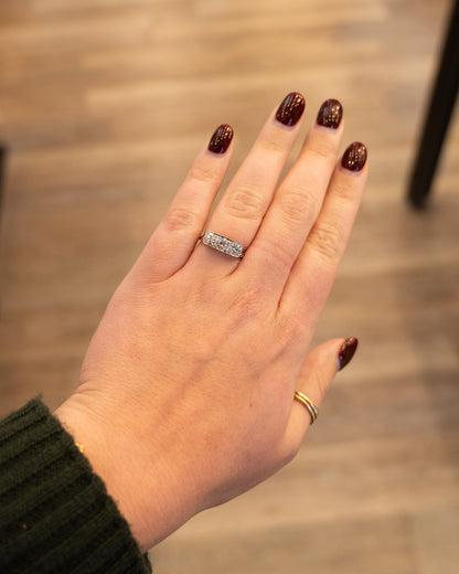 1.40 Antique Deco Three Stone Diamond Engagement Ring 18k