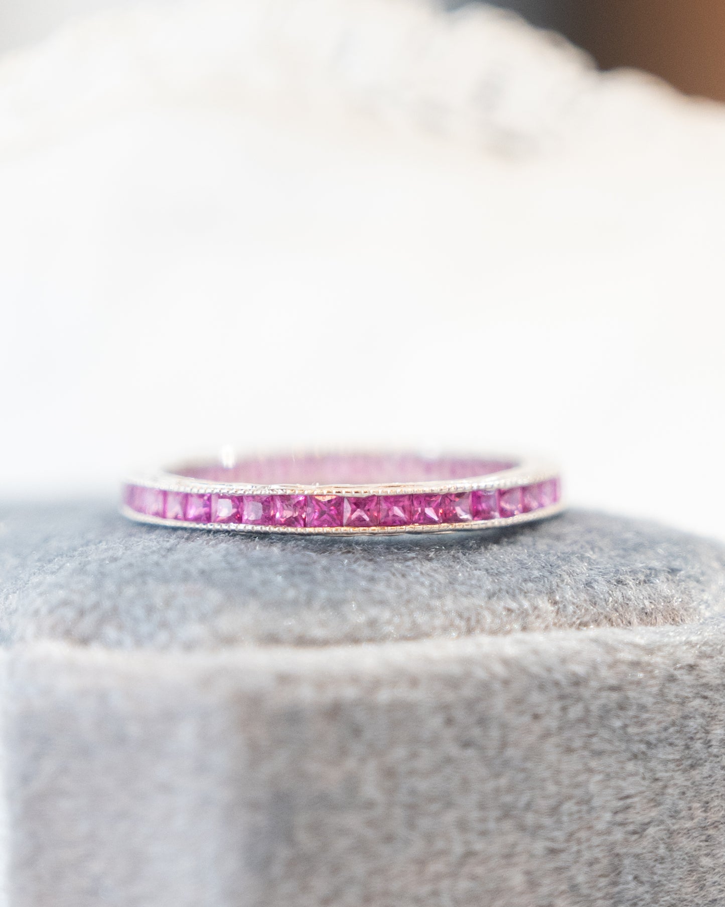 .65 Pink Sapphire Eternity Band 18k White Gold