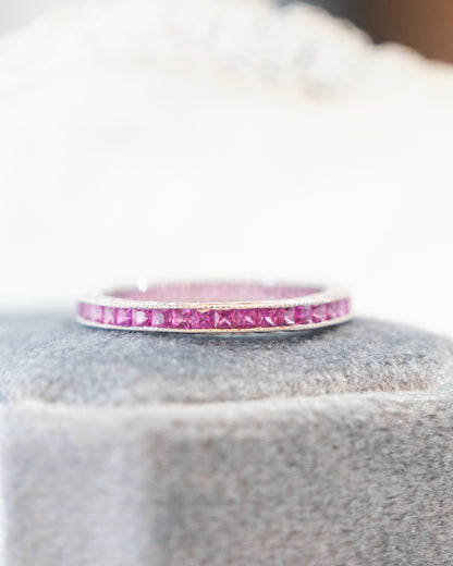 .65 Pink Sapphire Eternity Band 18k White Gold