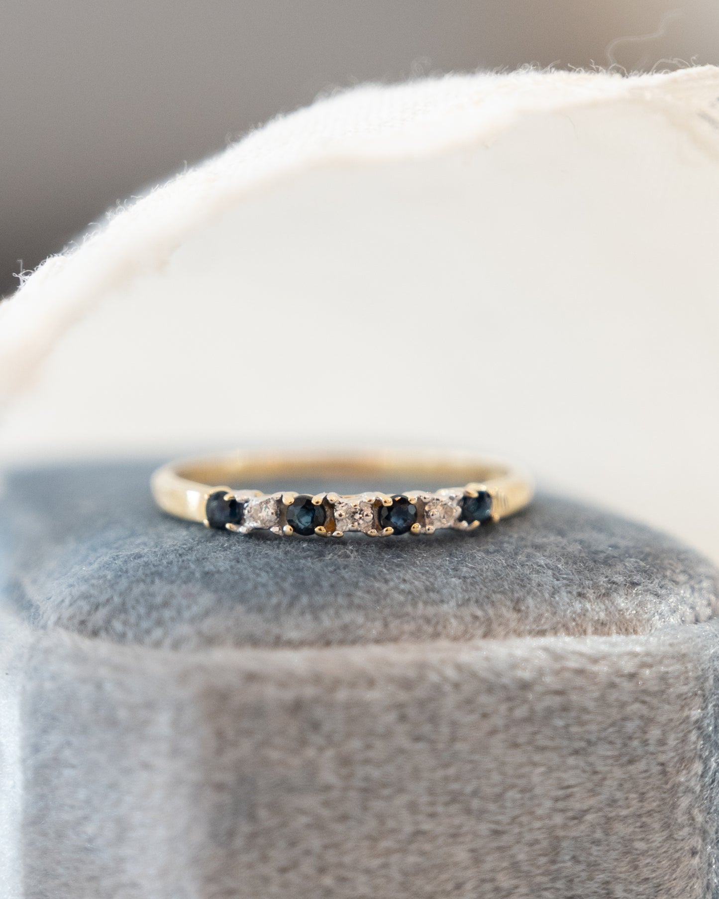 .24 Round Sapphire & Diamond Stacking Band 10k Yellow Gold
