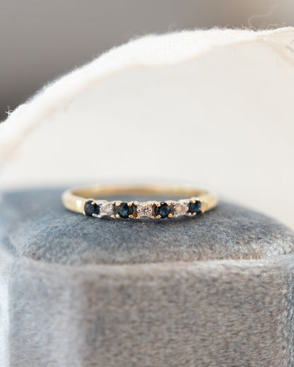 .24 Round Sapphire & Diamond Stacking Band 10k Yellow Gold