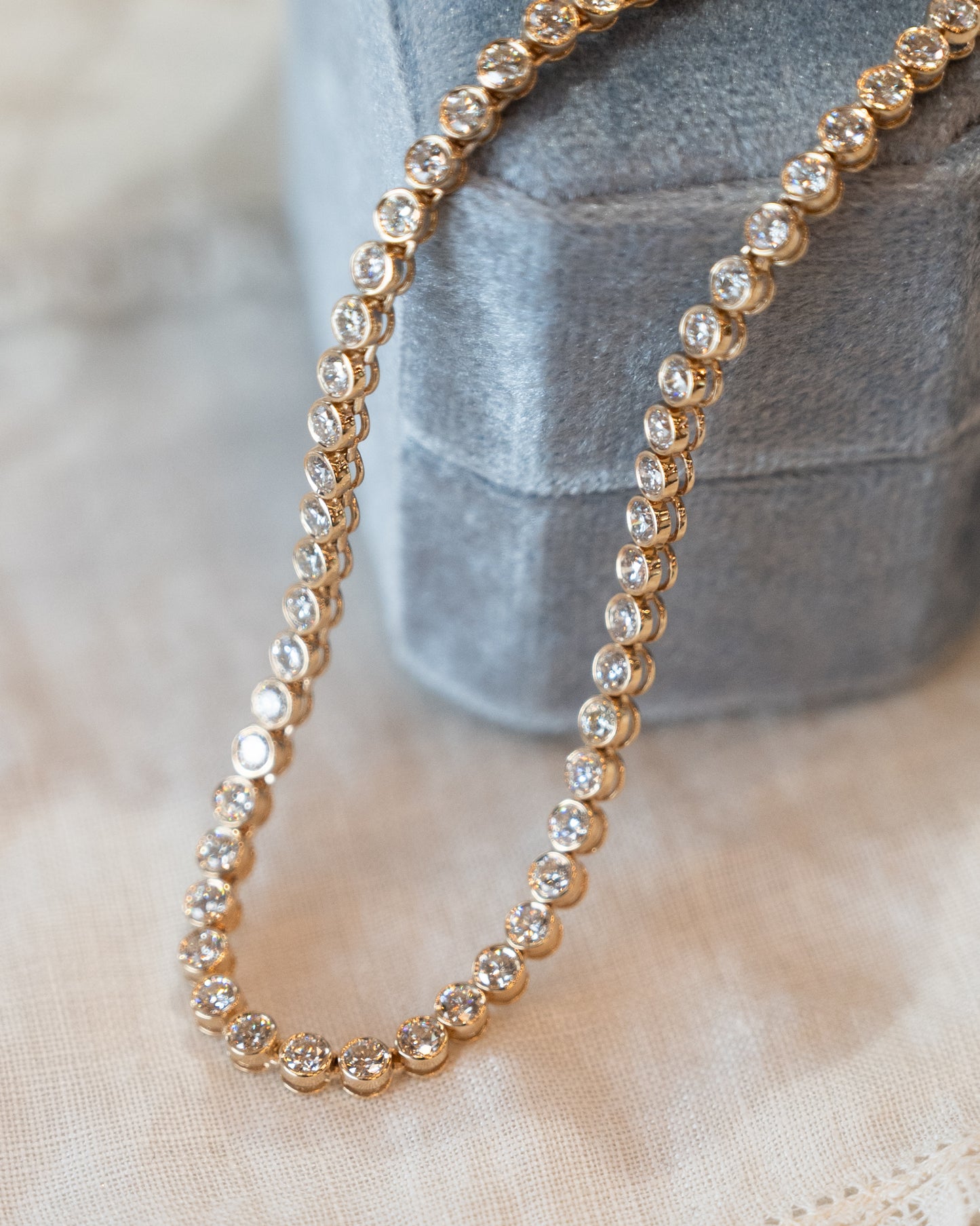 8.80 Round Diamond Tennis Necklace in 14k