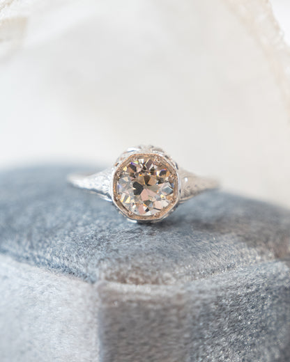 1.46 Vintage Old Euro Diamond Engagement Ring 18k