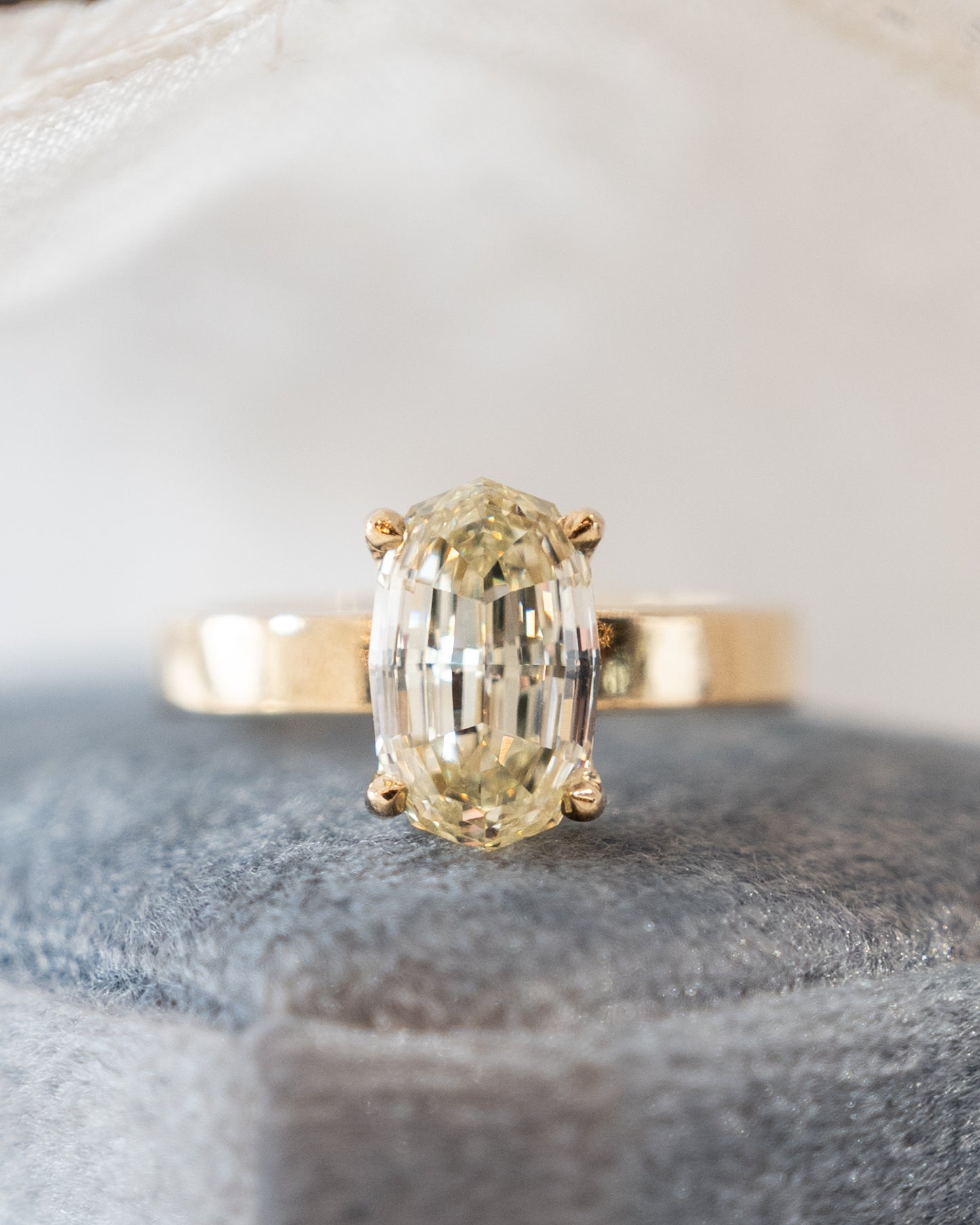 3.30 Oval Step Cut Diamond Engagement Ring 14k