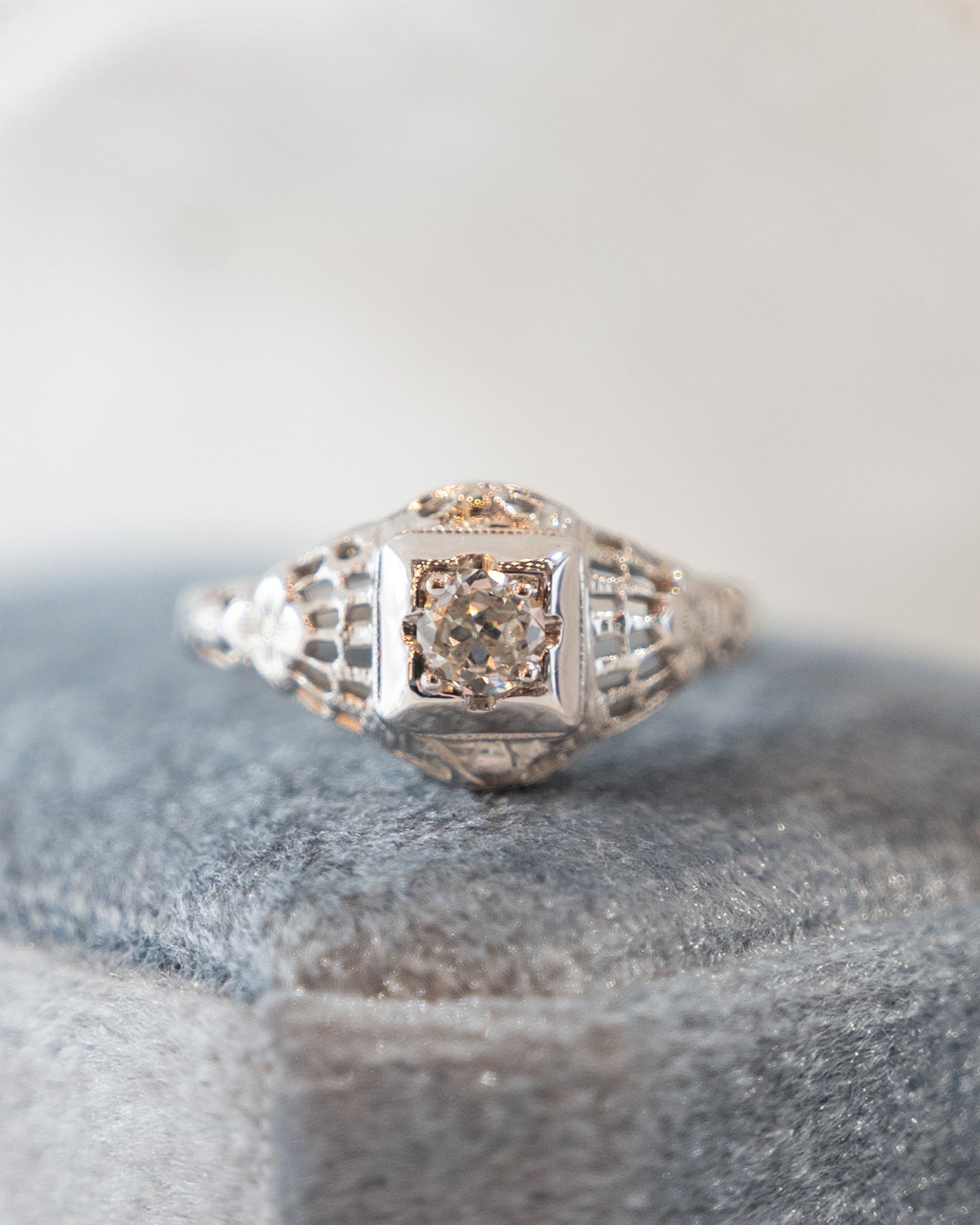 .20 Antique Deco Euro Diamond Engagement Ring 18k