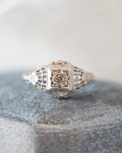 .20 Antique Deco Euro Diamond Engagement Ring 18k