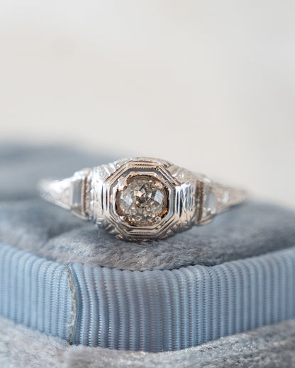 .49 Vintage Novelty Cut Diamond Engagement Ring 18k