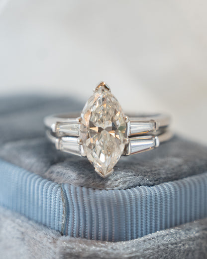2.33 Vintage Marquise Diamond Engagement Ring Platinum