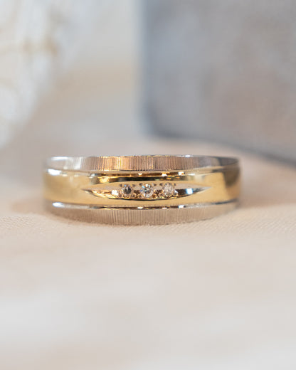 .12 Vintage Mens Diamond Wedding Band Two-Tone 14k